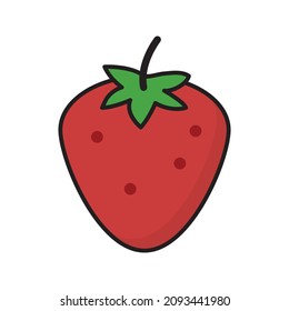 Línea vectorial de frutos de fresa para web, presentación, logotipo, símbolo de icono.