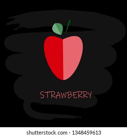 Strawberry fruit vector on black background