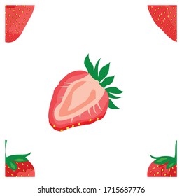 strawberry fruit vector - Strawberry and slices of strawberrys. Vector illustration of strawberrys. Vector illustration for decorative poster, emblem natural product, farmers market. 
