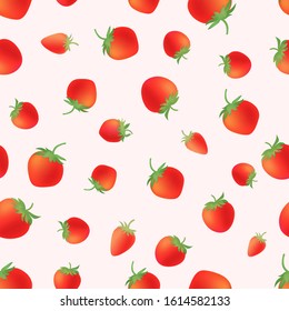Strawberry fruit vector striped seamless background, spring and summer elements. Hand drawn illustration, polka dot background. wallpaper