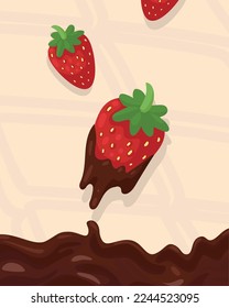 strawberry fruits with chocolate poster