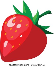 Strawberry Fruits With Herbs Or Strawberries Flat Color Vector Icon