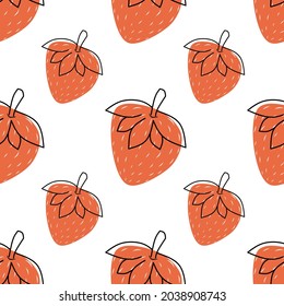 Frutos de fresa vectores de patrón sin fisuras