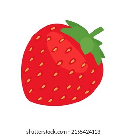 Strawberry full red berry food, side view. Red berry with vitamins. Summer harvest. Healthy and tasty food. Vector illustration