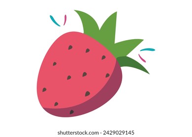 Strawberry Funny Flat Sticker Design