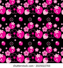 Strawberry garden can be used for wallpaper, background, fabric printing, ornaments for various needs and everything related to it