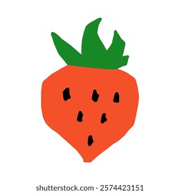 Strawberry. Geometry minimalistic organic fruit. Doodle style icon. Vector cartoon flat isolated illustration