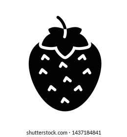 strawberry glyph flat vector icon