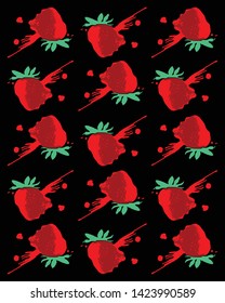 Strawberry graffiti. Illustration. Vector. Strawberry composition. Background