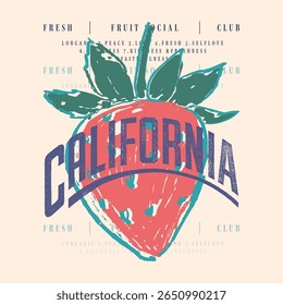 Strawberry graphic, sweatshirt fruit print design, fruit print artwork, women's t-shirt, Trendy Strawberry Tee Shirt, print design, summer t-shirt design, girls print design, Retro Strawberry T-Shirt