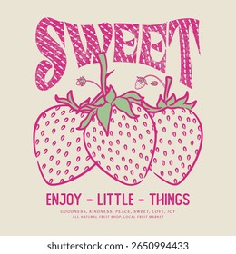 Strawberry graphic, sweatshirt fruit print design, fruit print artwork, women's t-shirt, Trendy Strawberry Tee Shirt, print design, summer t-shirt design, girls print design, Retro Strawberry T-Shirt