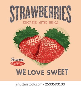 Strawberry graphic, vintage hand drawn fruits print design, summer t-shirt design, women's t-shirt , tops, sweatshirt fruit print design