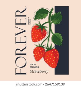 Strawberry graphic, vintage hand drawn fruits print design, summer t-shirt design, sweatshirt fruit print design, fruit print artwork, women's t-shirt , tops