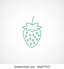 Strawberry Green Icon On White Background