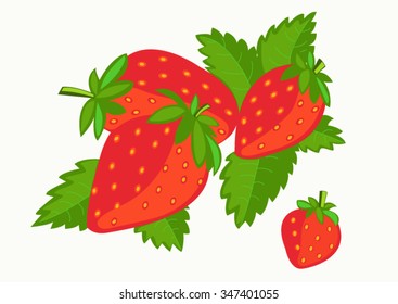 strawberry with green leaves