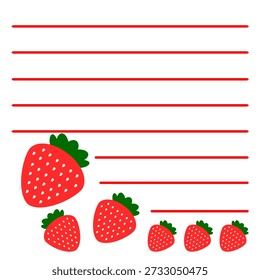 Strawberry greeting card printable vector illustration. Strawberry corner template for post card or greeting card