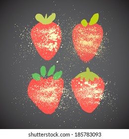Strawberry grunge icon set