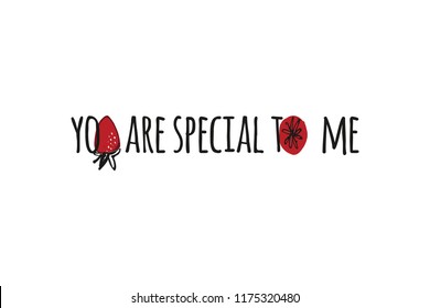 Strawberry hand drawn color illustration for your design You are special to me