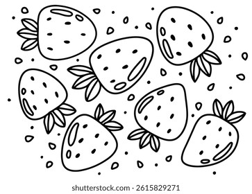 Strawberry hand drawn for design background. Cute, simple, pattern, fabric, doodle, food, fruits, diet design