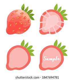 Strawberry hand drawn illustration set (whole, cross section, frame version)