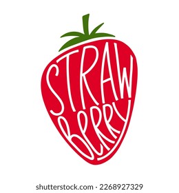 Strawberry - hand drawn lettering.
Stylish vector summer illustration with strawberry drawn from hand-drawn lettering for your printed products.