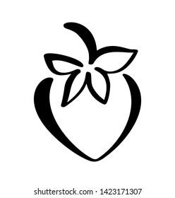 Strawberry hand drawn outline doodle icon. Vector sketch Logo illustration of healthy berry - fresh raw strawberry for print, web, mobile and infographics isolated on white background
