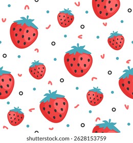 Fresa dibujada a mano, diseño sin costuras para imprimir en tela y otros usos.