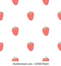 Ilustración de vectores de patrones sin fisuras dibujada a mano con fresa. Sencillo fondo con bayas. Impresión de jugosas bayas rojas sobre soporte blanco. Modelo para textiles, envasado, papel y diseño