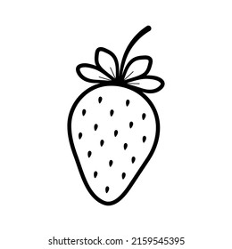 Strawberry. Hand drawn sketch icon of berry. Isolated vector illustration in doodle line style.