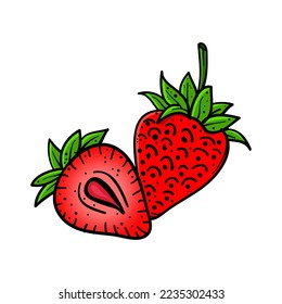 Strawberry with hand drawn style isolated on white background. Vector illustration design.