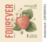 Strawberry hand drawn vector graphics, Strawberry graphic, vintage hand drawn fruits print design, fruit print artwork, summer t-shirt design, women's t-shirt , tops, sweatshirt fruit print design
