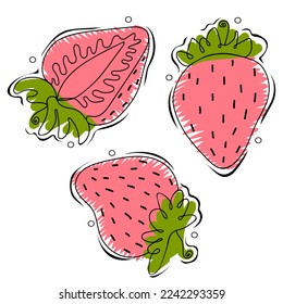 Strawberry. Hand drawn vector illustration in sketchy style.