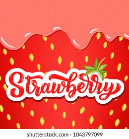 Strawberry Hand Lettering Custom Typography Cartoon Stock Vector ...