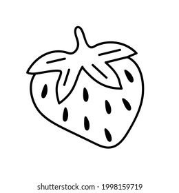 Strawberry hand-drawn outline doodle icon. Vector sketch illustration of healthy berry - fresh raw strawberry for print, web, mobile and infographics isolated on white background.