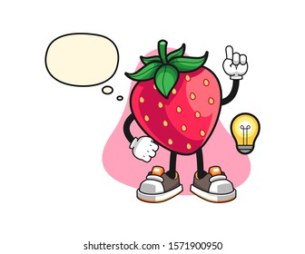 Strawberry has an idea cartoon. Mascot Character vector.