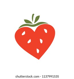 strawberry, heart, love, symbol, logo