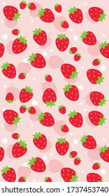 Strawberry heart Pattern, Red seamless strawberry, Strawberry pink Background, Strawberry Wallpaper Love Cards Vector Stock Vector Illustration.