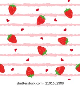 strawberry heart seamless pattern. good for fabric, wallpaper, stationary, etc.