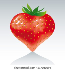 Strawberry heart. Strawberry in a shape of a heart.