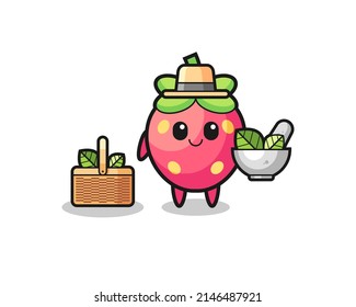 strawberry herbalist cute cartoon , cute design