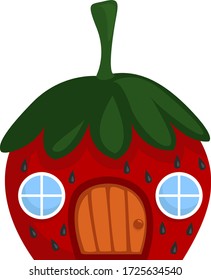 Strawberry house, illustration, vector on white background
