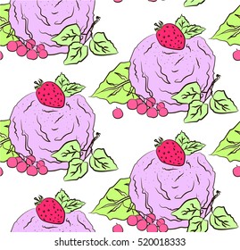 Strawberry ice cream background vector