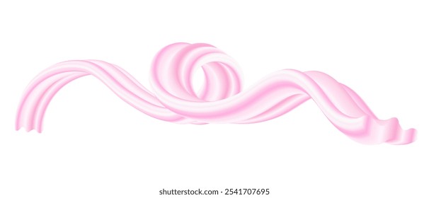 Strawberry Ice Cream Bubble Gum or Cream Candy Abstract Wave 3D Isolated Splash Illustration