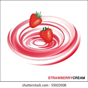 STRAWBERRY ICE CREAM DESIGN CONCEPT. Editable vector illustration file.