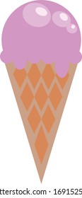 Strawberry ice cream. Flat design.