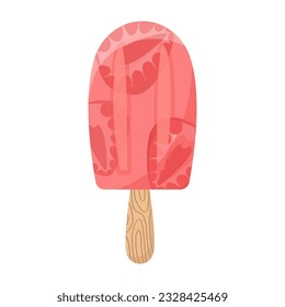 Strawberry ice cream. Flat style vector illustration.