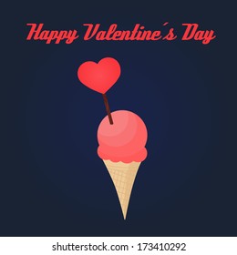Strawberry Ice Cream with Heart - Happy Valentines Day