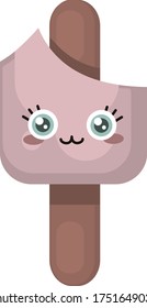 Strawberry ice cream , illustration, vector on white background