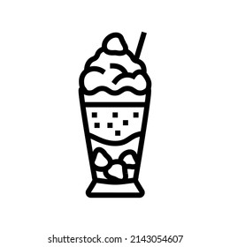 strawberry ice cream line icon vector. strawberry ice cream sign. isolated contour symbol black illustration