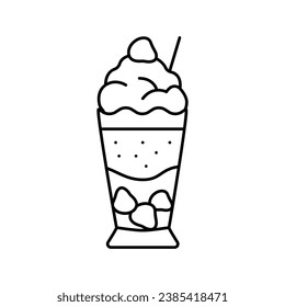 strawberry ice cream line icon vector. strawberry ice cream sign. isolated contour symbol black illustration